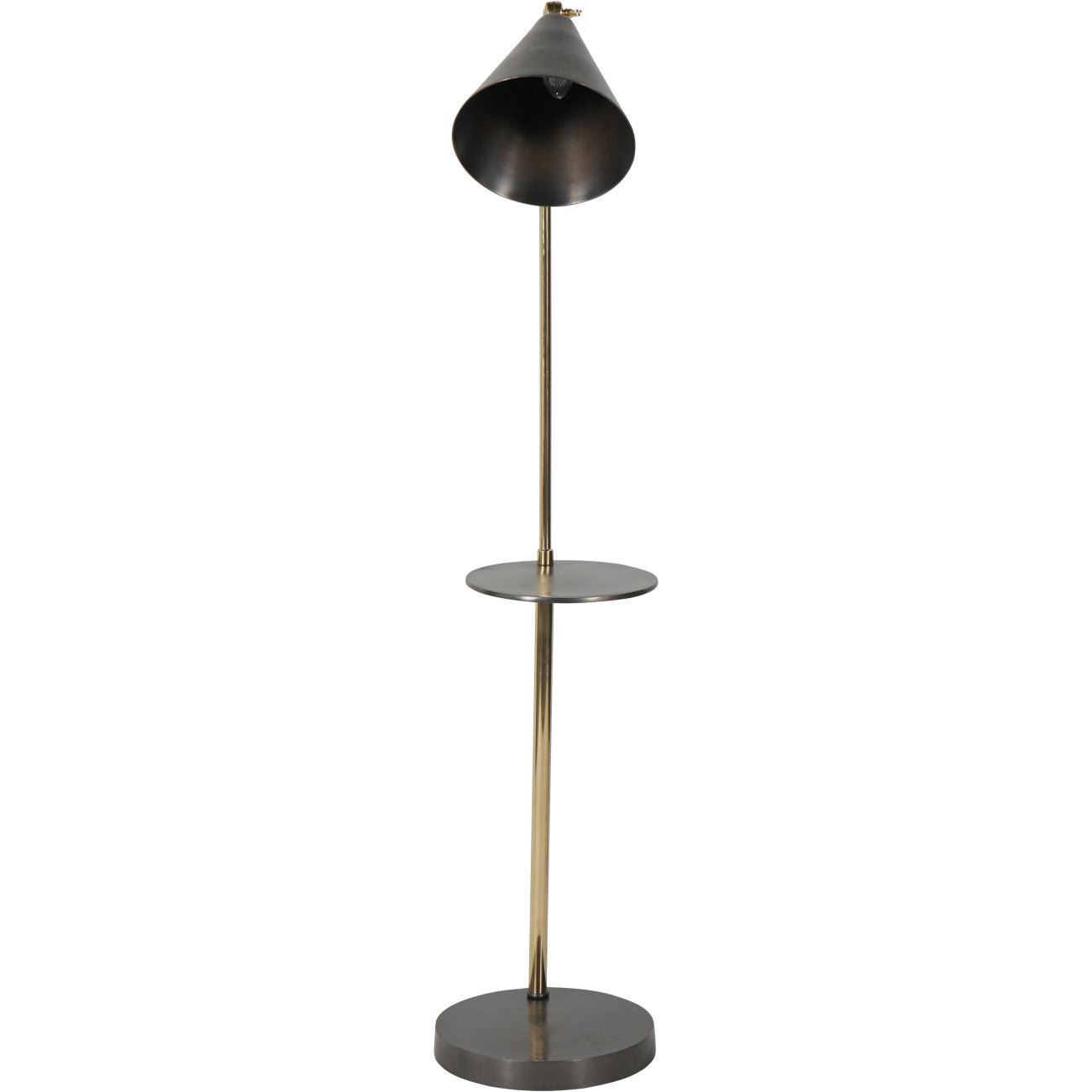 Amelie Satin Grey & Brass Floor Lamp with Table